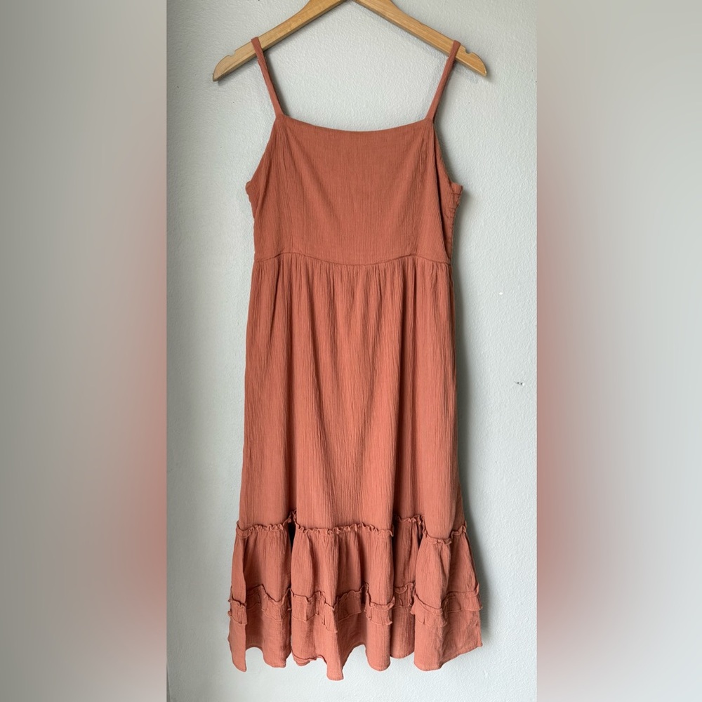 Lush Terracotta Smocked Bodice Sundress Women’s Size Large Spaghetti Straps